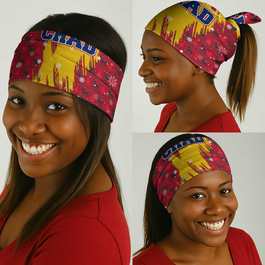 Chad Christmas Neck Gaiter National Coat of Arms and Snowflake Accents - African Pride
