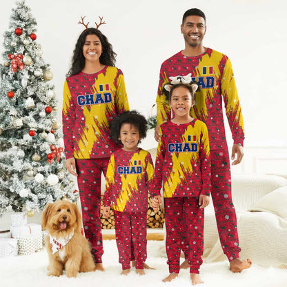 Chad Christmas Pajama Set National Coat of Arms and Snowflake Accents - African Pride