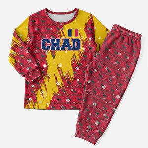 Chad Christmas Pajama Set National Coat of Arms and Snowflake Accents - African Pride
