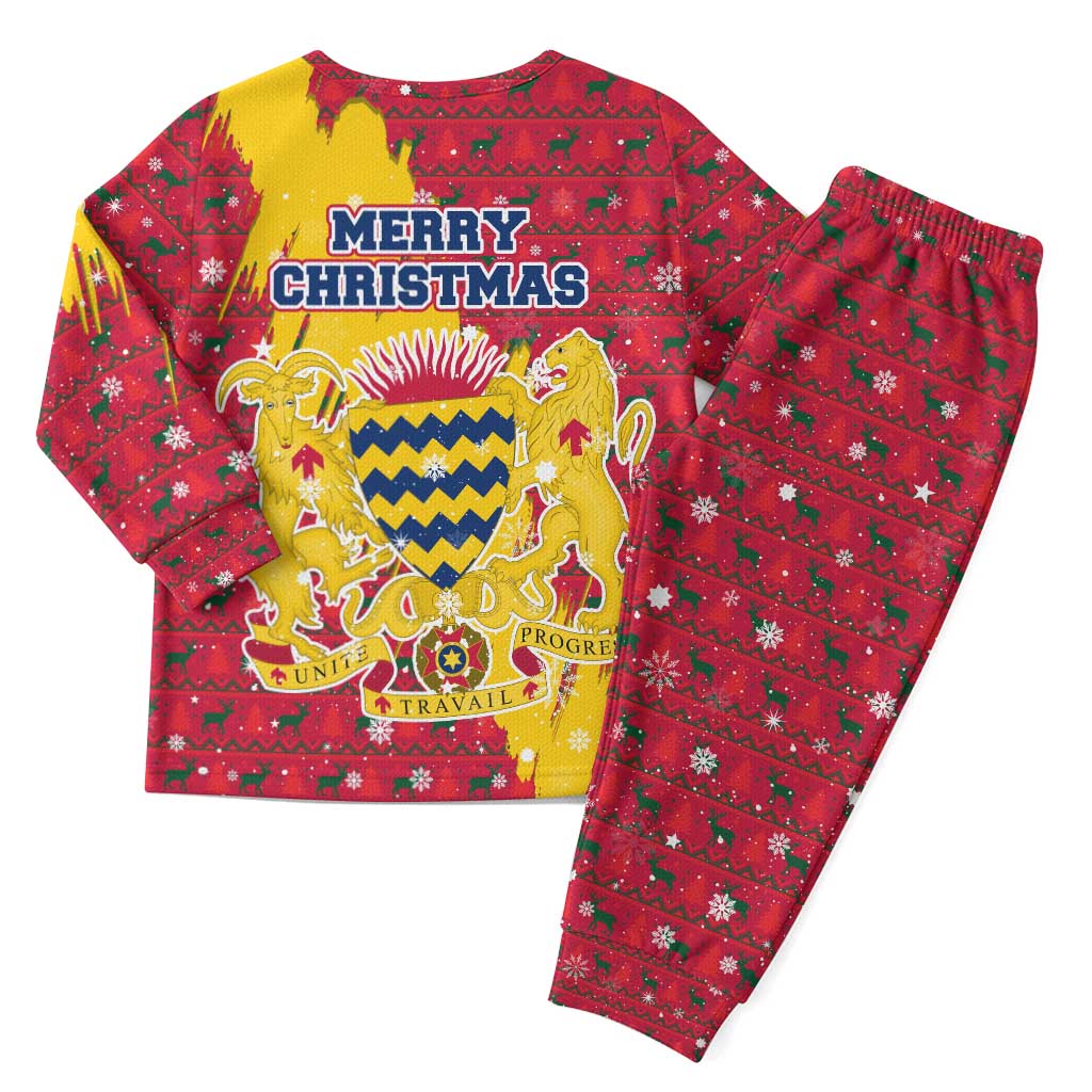 Chad Christmas Pajama Set National Coat of Arms and Snowflake Accents - African Pride