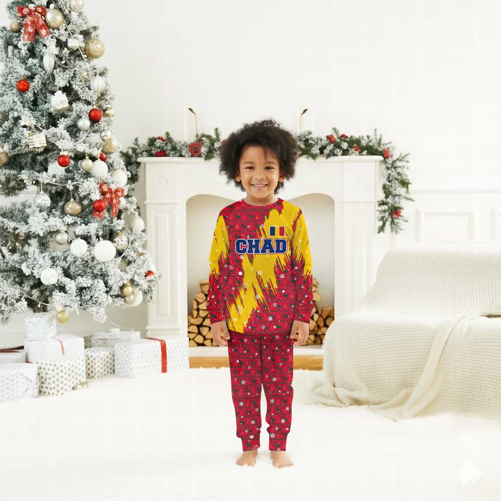 Chad Christmas Pajama Set National Coat of Arms and Snowflake Accents - African Pride