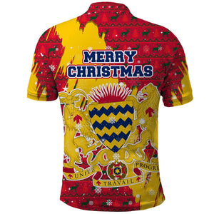 Chad Christmas Polo Shirt National Coat of Arms and Snowflake Accents - African Pride