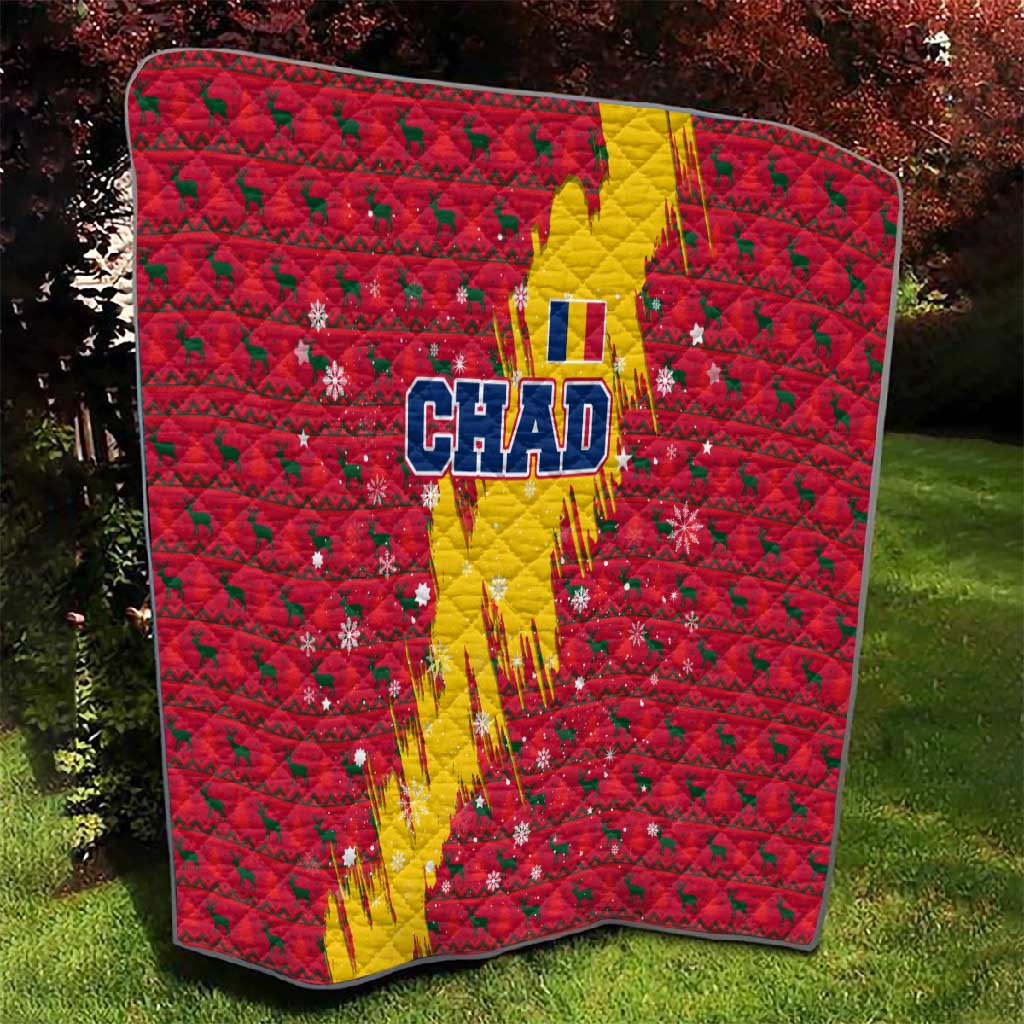 Chad Christmas Quilt National Coat of Arms and Snowflake Accents - African Pride