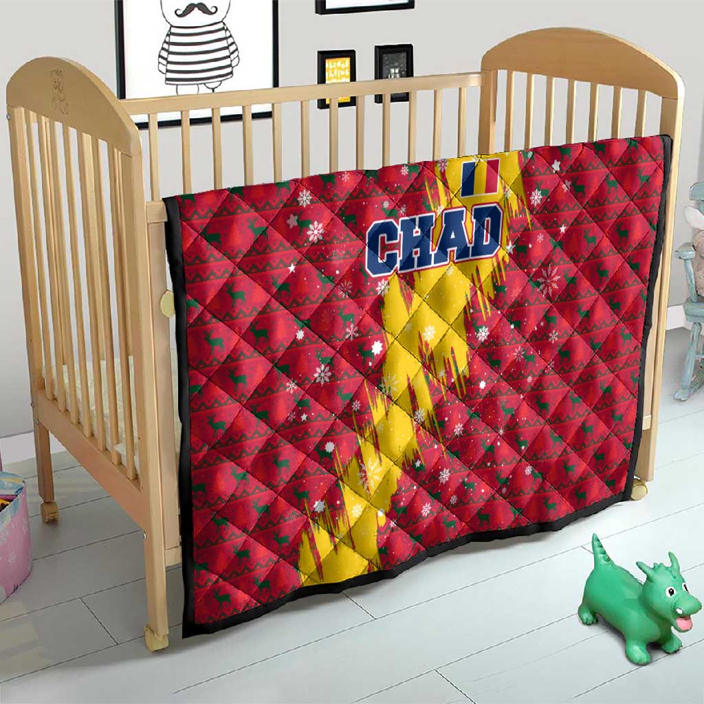 Chad Christmas Quilt National Coat of Arms and Snowflake Accents - African Pride