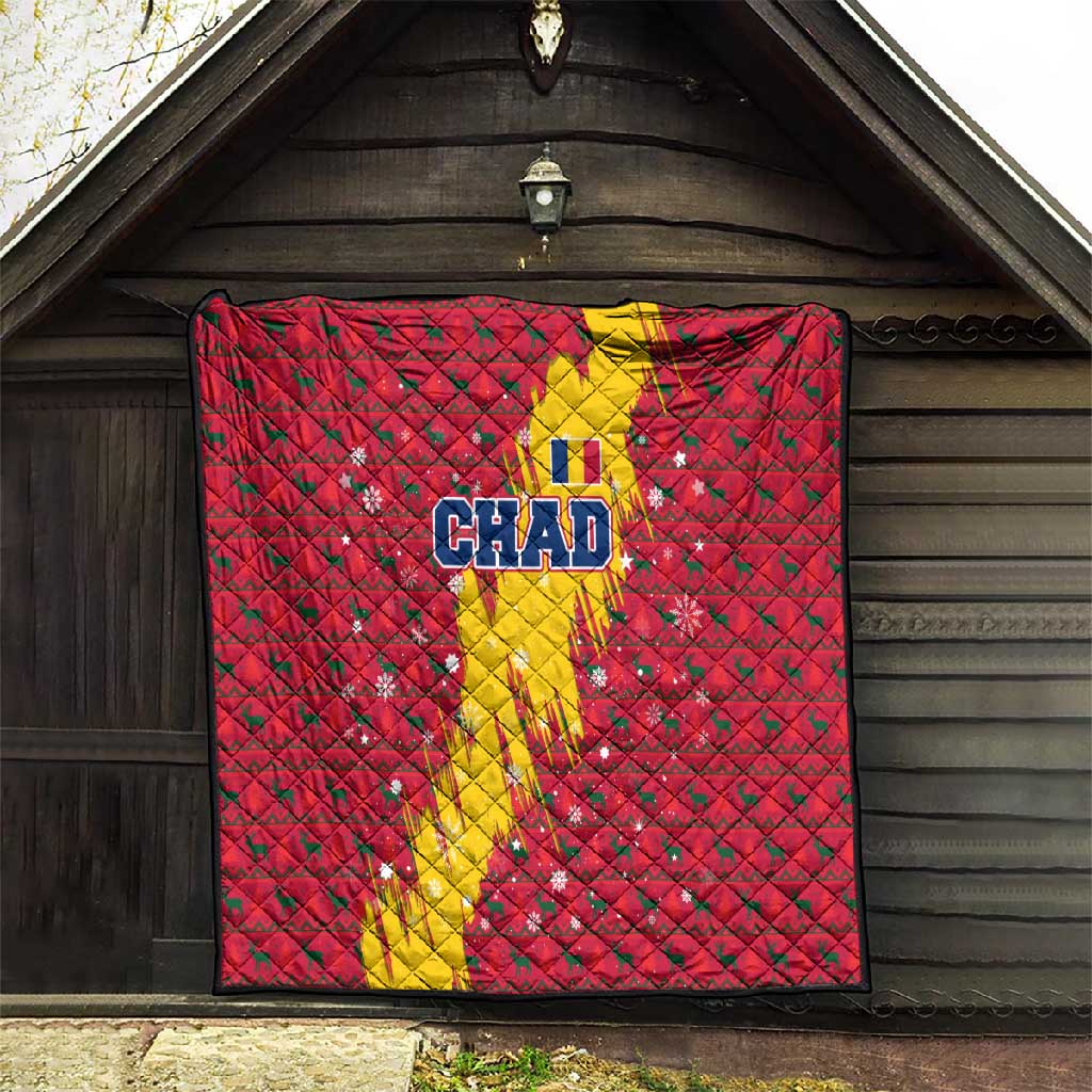 Chad Christmas Quilt National Coat of Arms and Snowflake Accents - African Pride