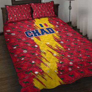 Chad Christmas Quilt Bed Set National Coat of Arms and Snowflake Accents - African Pride