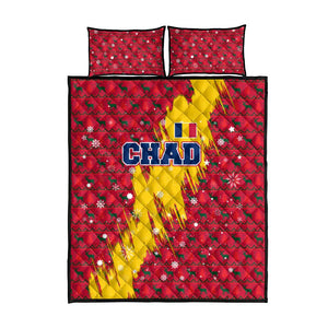 Chad Christmas Quilt Bed Set National Coat of Arms and Snowflake Accents - African Pride