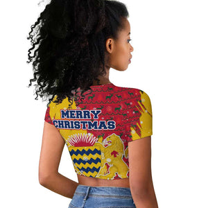 Chad Christmas Raglan Cropped T shirt National Coat of Arms and Snowflake Accents - African Pride
