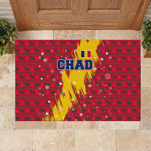 Chad Christmas Rubber Doormat National Coat of Arms and Snowflake Accents - African Pride