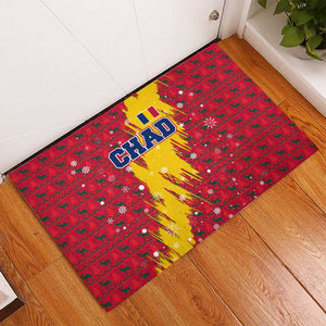 Chad Christmas Rubber Doormat National Coat of Arms and Snowflake Accents - African Pride