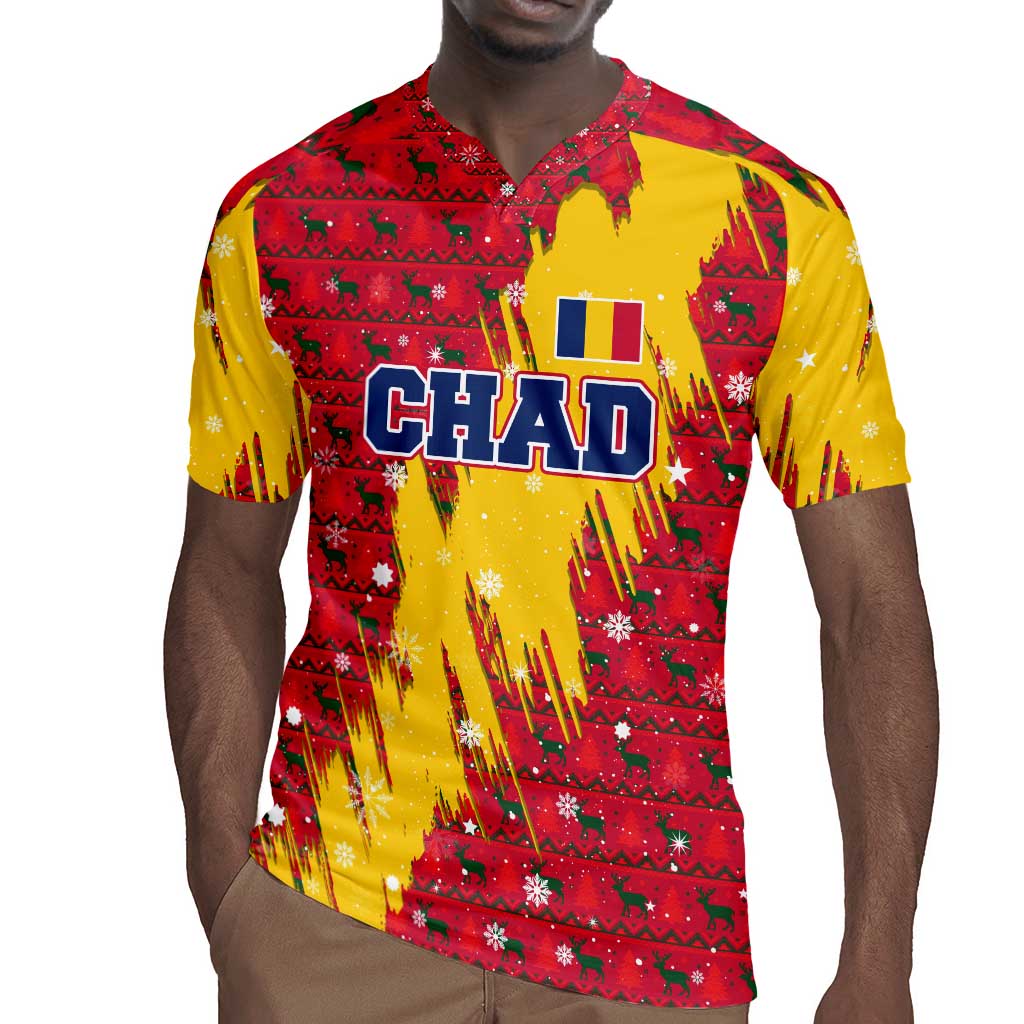Chad Christmas Rugby Jersey National Coat of Arms and Snowflake Accents - African Pride