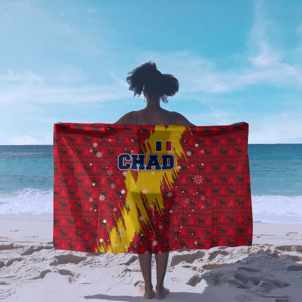 Chad Christmas Sarong National Coat of Arms and Snowflake Accents - African Pride