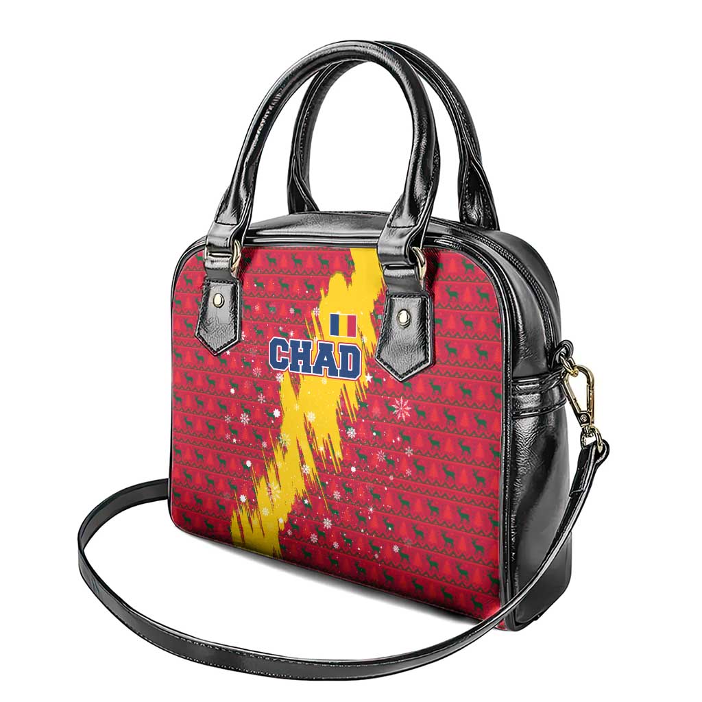 Chad Christmas Shoulder Handbag National Coat of Arms and Snowflake Accents - African Pride