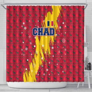Chad Christmas Shower Curtain National Coat of Arms and Snowflake Accents - African Pride