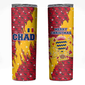 Chad Christmas Skinny Tumbler National Coat of Arms and Snowflake Accents - African Pride