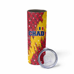 Chad Christmas Skinny Tumbler National Coat of Arms and Snowflake Accents - African Pride
