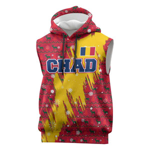 Chad Christmas Sleeveless Hoodie National Coat of Arms and Snowflake Accents - African Pride