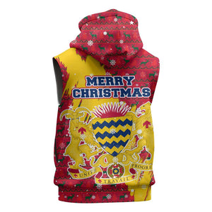 Chad Christmas Sleeveless Hoodie National Coat of Arms and Snowflake Accents - African Pride