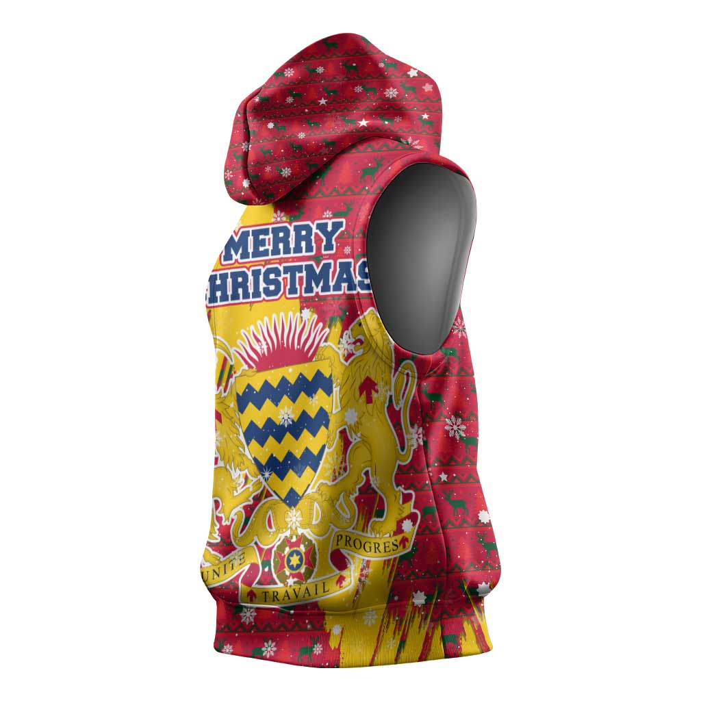 Chad Christmas Sleeveless Hoodie National Coat of Arms and Snowflake Accents - African Pride