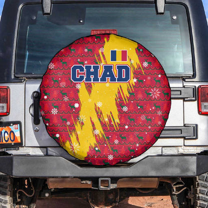Chad Christmas Spare Tire Cover National Coat of Arms and Snowflake Accents - African Pride