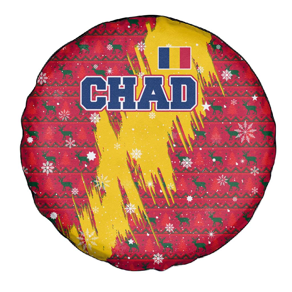 Chad Christmas Spare Tire Cover National Coat of Arms and Snowflake Accents - African Pride