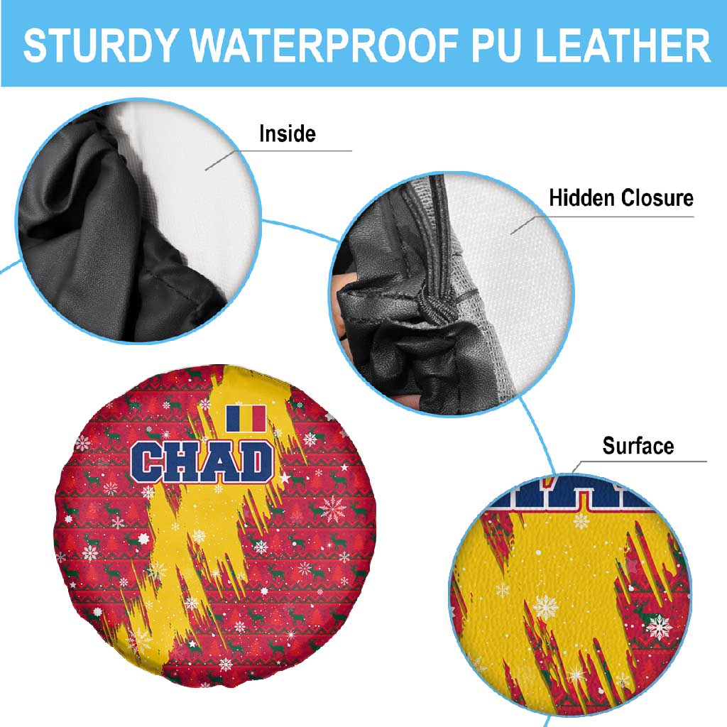 Chad Christmas Spare Tire Cover National Coat of Arms and Snowflake Accents - African Pride