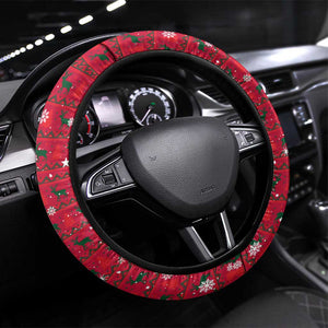 Chad Christmas Steering Wheel Cover National Coat of Arms and Snowflake Accents - African Pride
