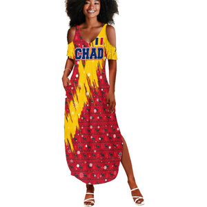 Chad Christmas Summer Maxi Dress National Coat of Arms and Snowflake Accents - African Pride