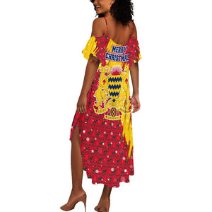 Chad Christmas Summer Maxi Dress National Coat of Arms and Snowflake Accents - African Pride