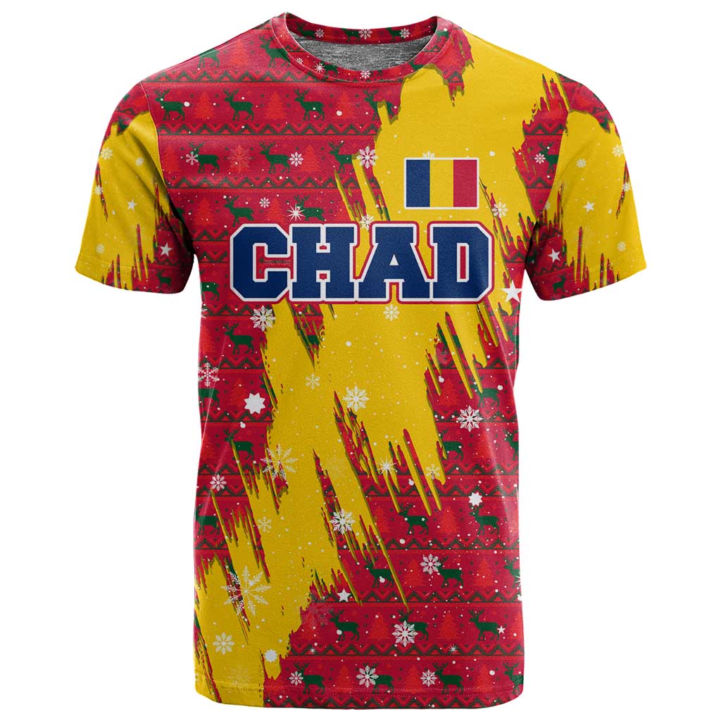 Chad Christmas T shirt National Coat of Arms and Snowflake Accents - African Pride