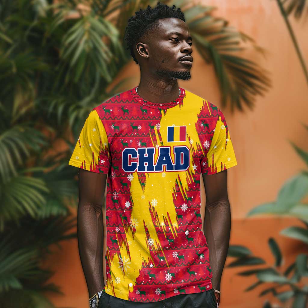 Chad Christmas T shirt National Coat of Arms and Snowflake Accents - African Pride