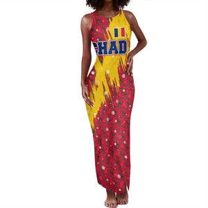 Chad Christmas Tank Maxi Dress National Coat of Arms and Snowflake Accents - African Pride