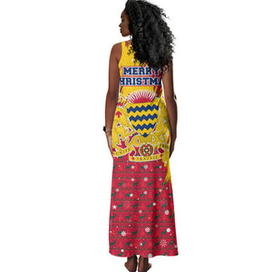 Chad Christmas Tank Maxi Dress National Coat of Arms and Snowflake Accents - African Pride
