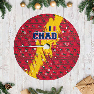 Chad Christmas Tree Skirt National Coat of Arms and Snowflake Accents - African Pride