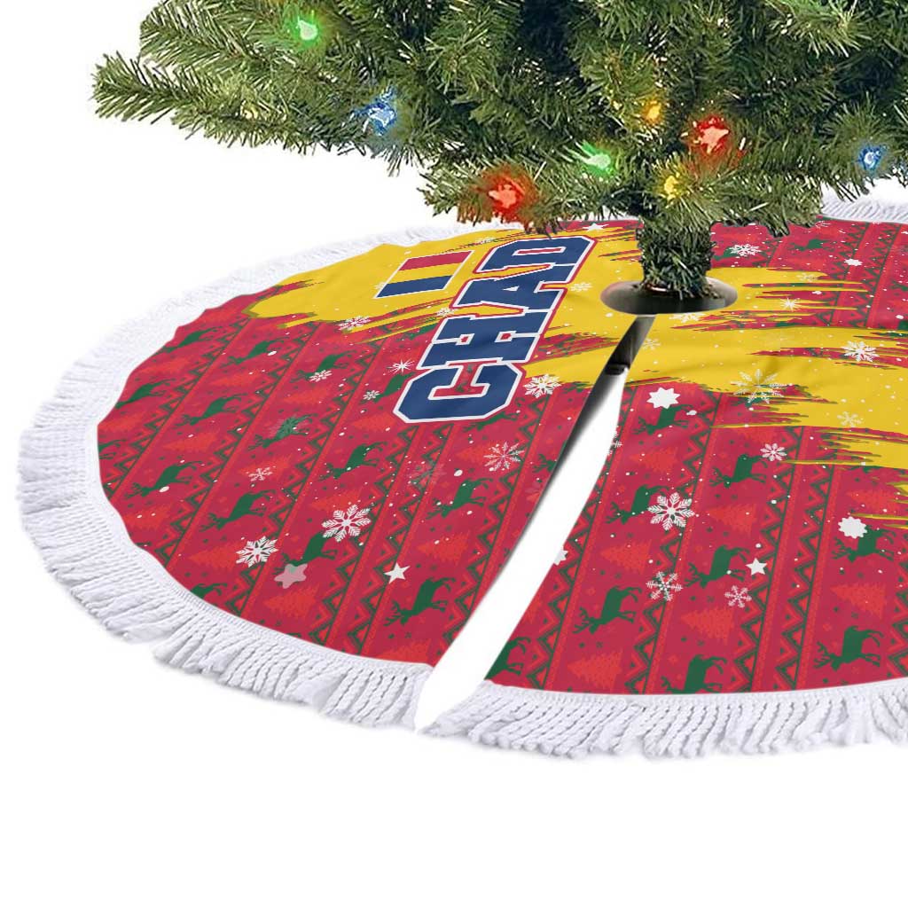 Chad Christmas Tree Skirt National Coat of Arms and Snowflake Accents - African Pride