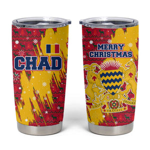 Chad Christmas Tumbler Cup National Coat of Arms and Snowflake Accents - African Pride