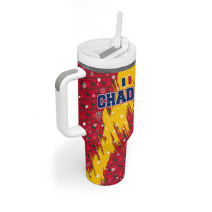 Chad Christmas Tumbler With Handle National Coat of Arms and Snowflake Accents - African Pride