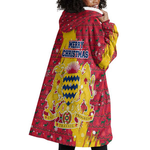 Chad Christmas Wearable Blanket Hoodie National Coat of Arms and Snowflake Accents - African Pride