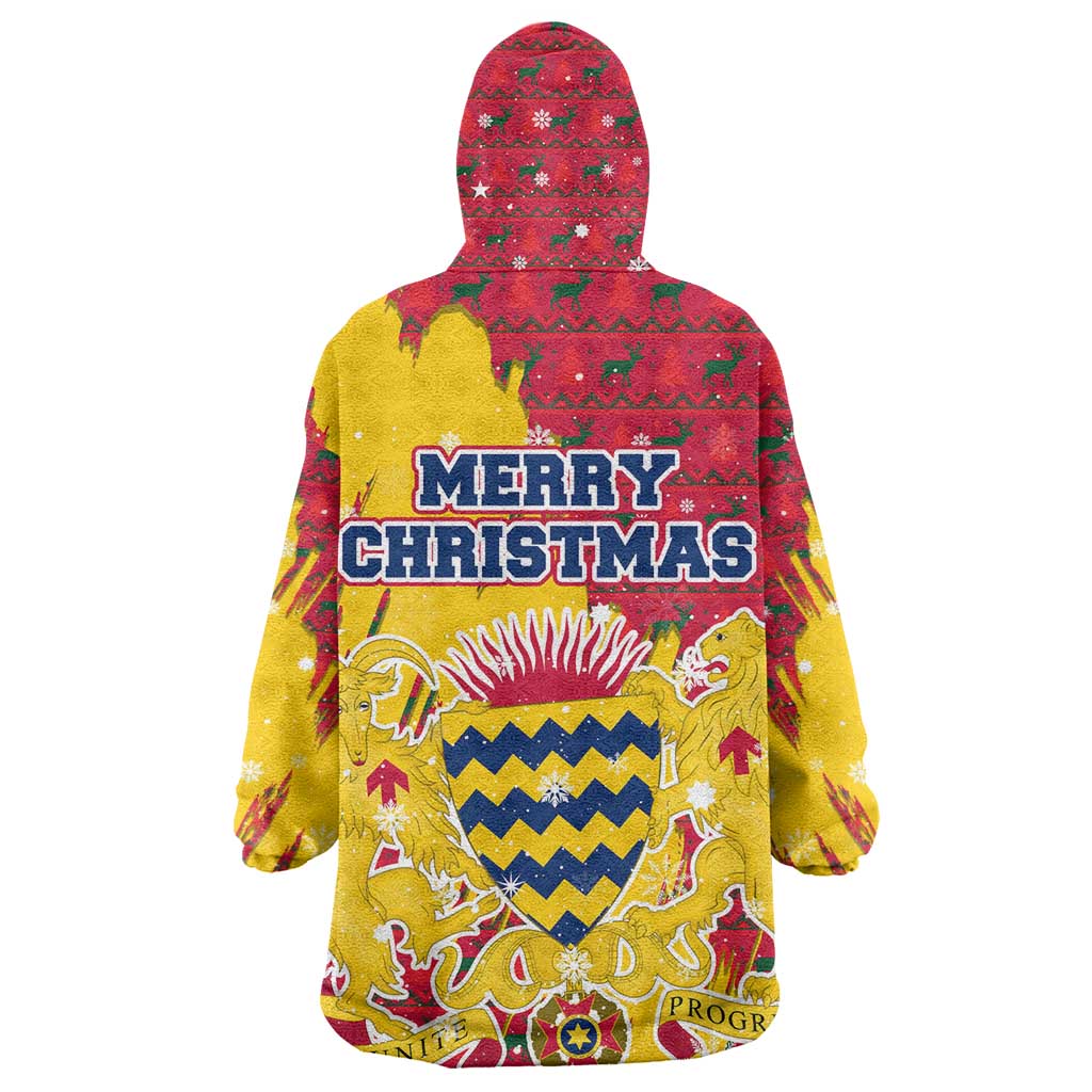 Chad Christmas Wearable Blanket Hoodie National Coat of Arms and Snowflake Accents - African Pride