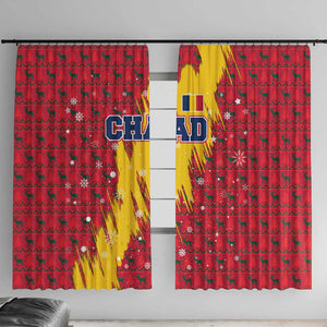 Chad Christmas Window Curtain National Coat of Arms and Snowflake Accents - African Pride