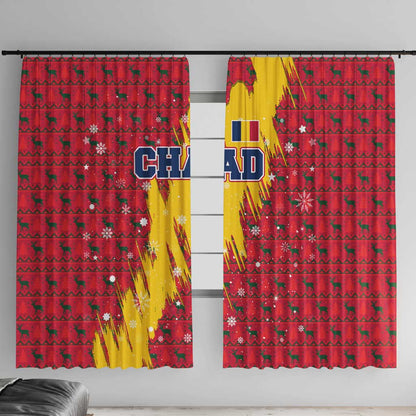 Chad Christmas Window Curtain National Coat of Arms and Snowflake Accents - African Pride