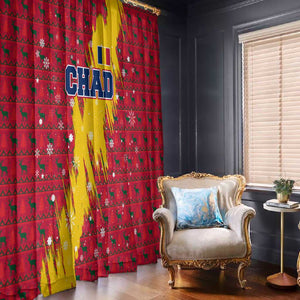 Chad Christmas Window Curtain National Coat of Arms and Snowflake Accents - African Pride