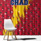 Chad Christmas Window Curtain National Coat of Arms and Snowflake Accents - African Pride