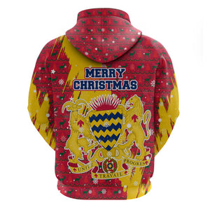 Chad Christmas Zip Hoodie National Coat of Arms and Snowflake Accents - African Pride