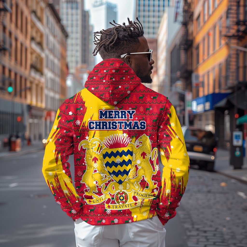 Chad Christmas Zip Hoodie National Coat of Arms and Snowflake Accents - African Pride