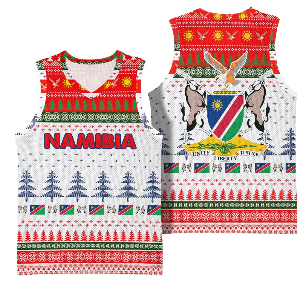 Namibia Christmas Basketball Jersey Coat of Arm National Flag Motif - African Pride