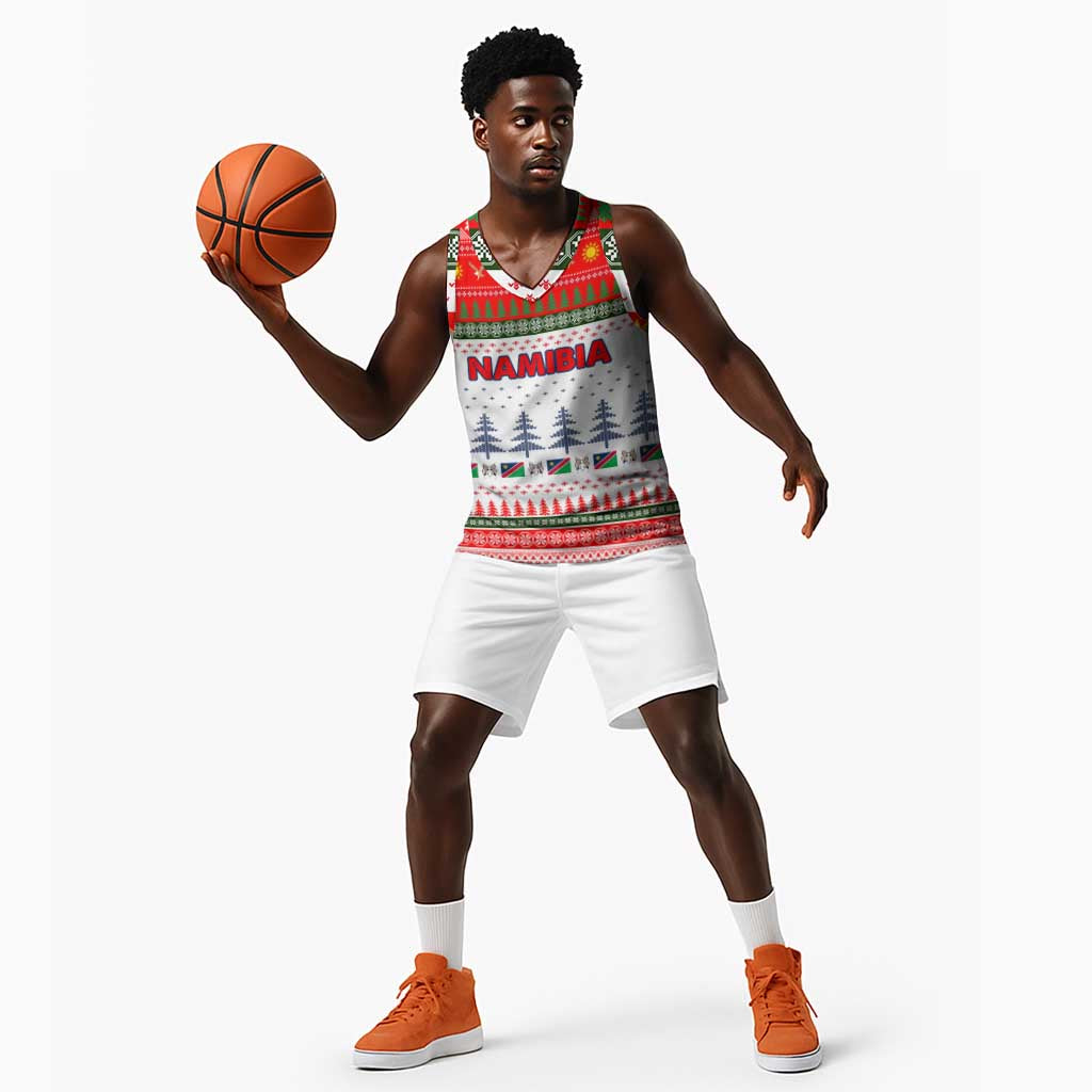 Namibia Christmas Basketball Jersey Coat of Arm National Flag Motif - African Pride