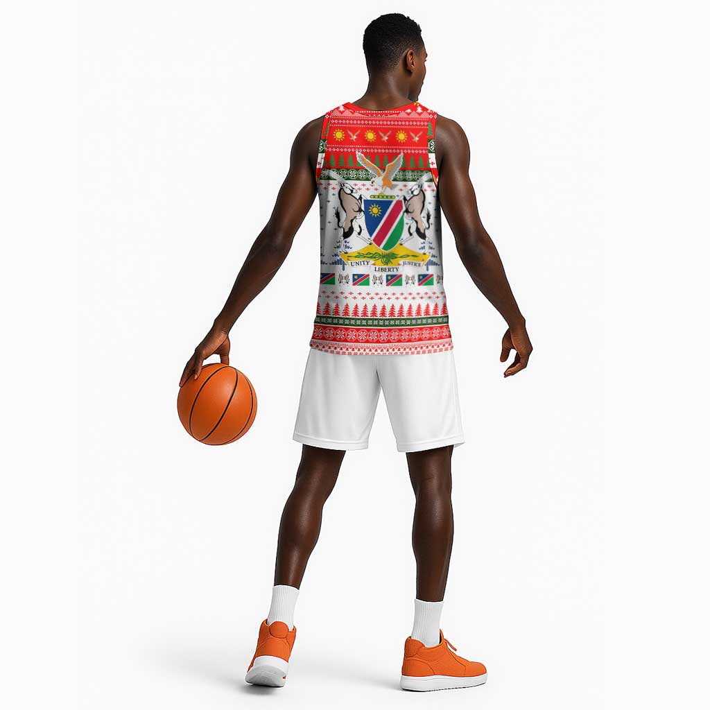 Namibia Christmas Basketball Jersey Coat of Arm National Flag Motif - African Pride