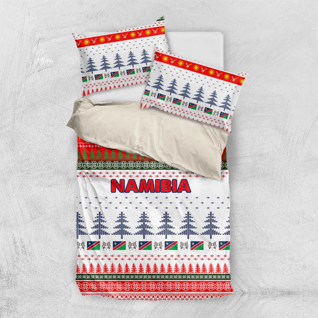 Namibia Christmas Bedding Set Coat of Arm National Flag Motif - African Pride