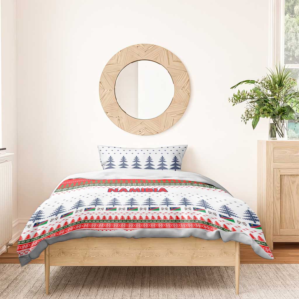 Namibia Christmas Bedding Set Coat of Arm National Flag Motif - African Pride